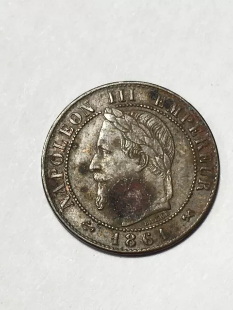 Monnaie France 1 Centime Napoléon III Tête Laurée 1861 K (8-14)