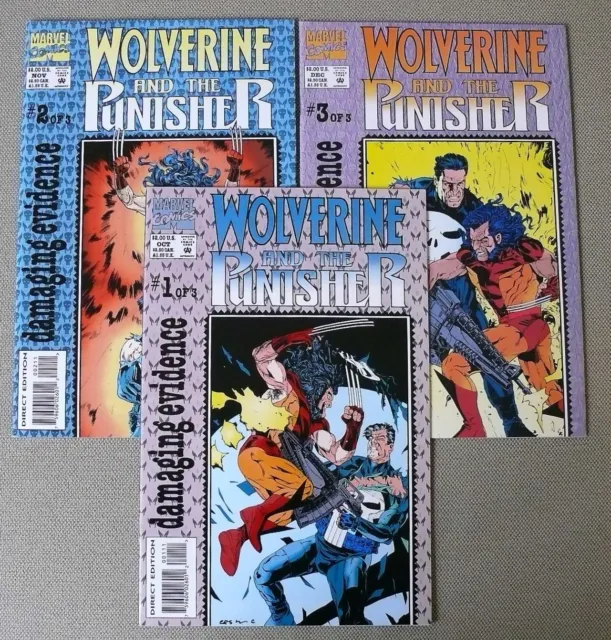 Wolverine & The Punisher: Damaging Evidence #1,2,3 (Marvel 1993) Full series; NM