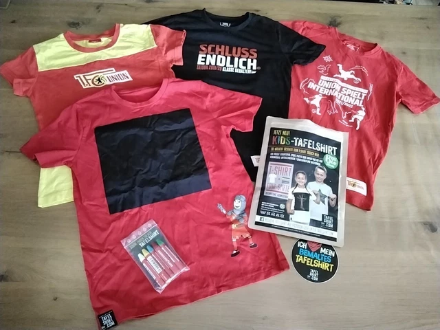 4x T-Shirts, 1. FC Union Berlin, Größe 140 und 9-11 Jahre, Tafelshirt