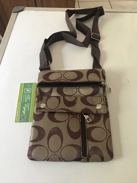 Bon Voyage COFFEE Organizer Travel Crossbody Bag Adjustable Strap, NEW, FREE SH