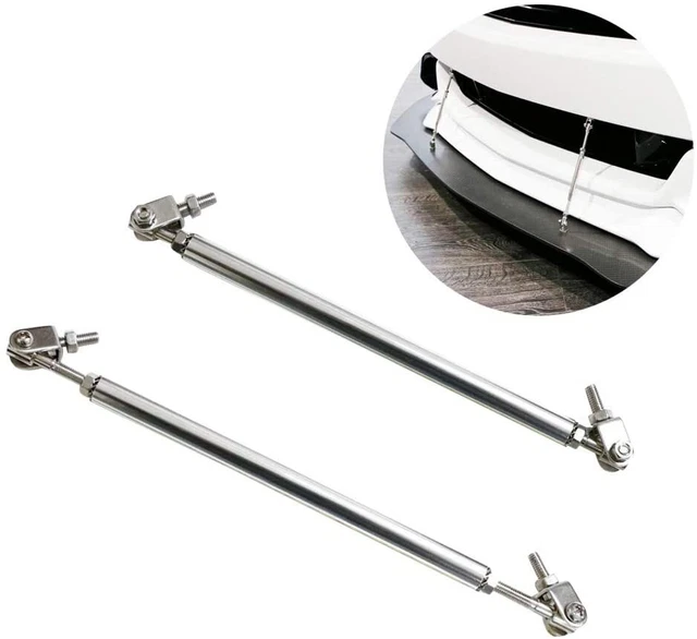 2× Silver Adjustable Support Rods Front Bumper lip Splitter Spoiler support rods