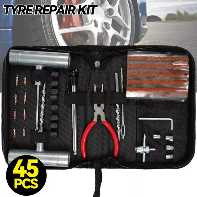 45PC DIY Tire Kit Tire Repair Plug Car Flat Repair Truck Motorcycle Home Patch