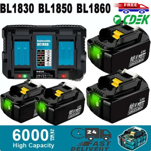 2PCS 18V 6.0AH for LXT Li-Ion Battery For Makita BL1850 BL1860 BL1830 BL1840 New