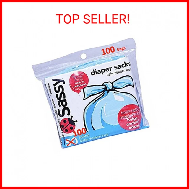 Sassy Disposable Scented Diaper Sacks - 100 Count - 25 Sacks per Roll, Blue (400