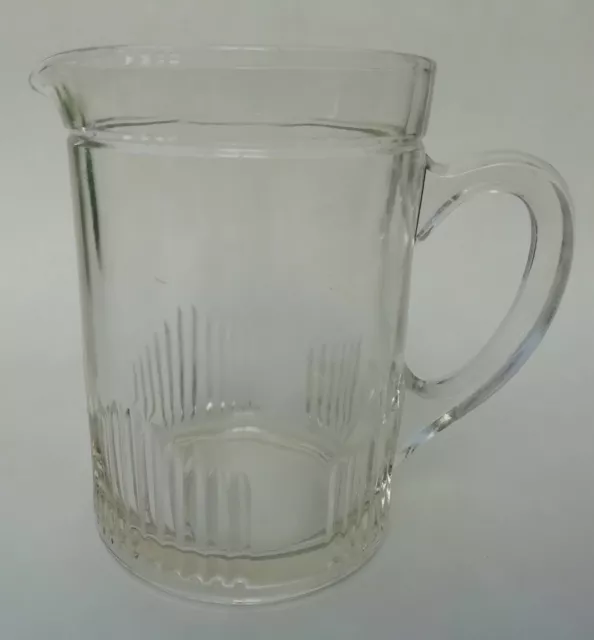 Art Deco Style Vintage Heavy Pressed Glass Water Jug Pitcher 1 Pint