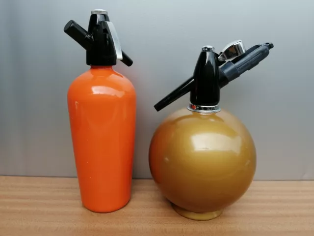 BOC Heimsyphon 2x Syphon Sodaflasche 50er 60er gemarkt Metall Vintage Design