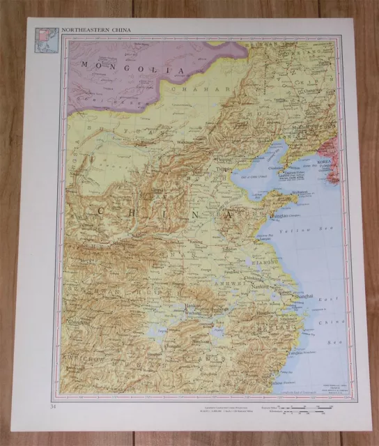 1951 Original Vintage Map Eastern China Shanghai / Verso Indonesia Singapore