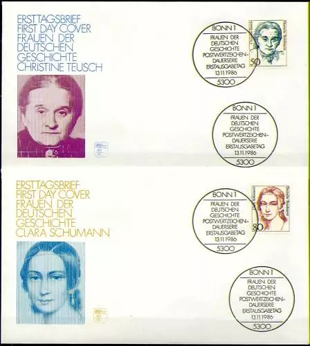 BRD 1986: Clara Schumann und Christine Teusch! FDC der Nr 1304 + 1305! 1702