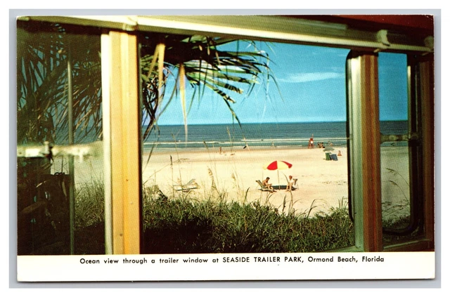 Ormond Beach FL Florida Ocean View from Trailer Window Unposted Chrome Postcard