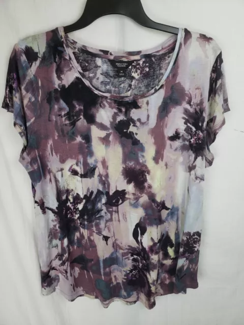 Simply Vera Vera Wang Black Multicolored Shirt Sz M