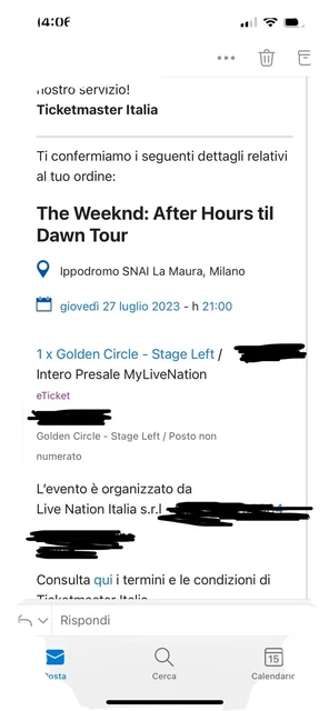 Tickets THE WEEKND-Golden Circle-Stage Left-MILANO 27/07/23, Leggere Descrizione