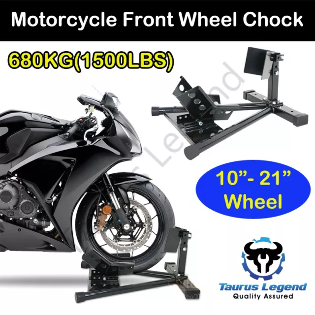 1500LBS Motorcycle Motorbike Stand 10"-21"Front Wheel Chock Trailer Transport