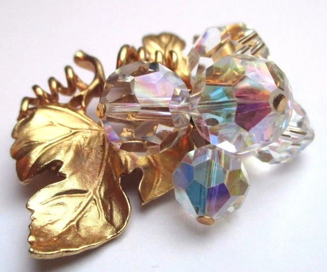 Broche Ancienne Fer à Cheval – Couleur Or Avec Perles De Verre Ajourées, Vintage, Parfaite Collection Ou Décoration