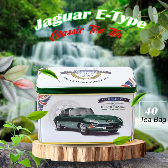 English Teas Jaguar E-Type Tea Tin with 40 english Breakfast Teabags x 4