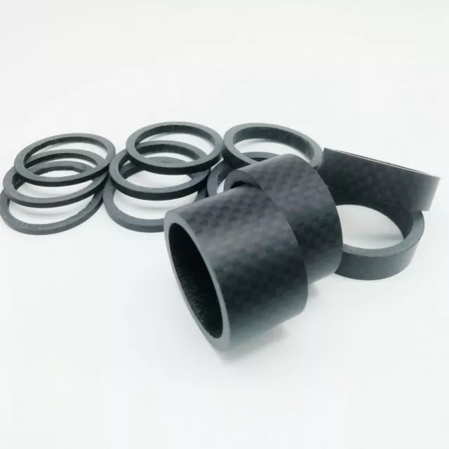 12PCS Bike Washers Carbon 1-1/8" MTB Cycle Stem Headset Spacer 2/3/5/10/15/20mm