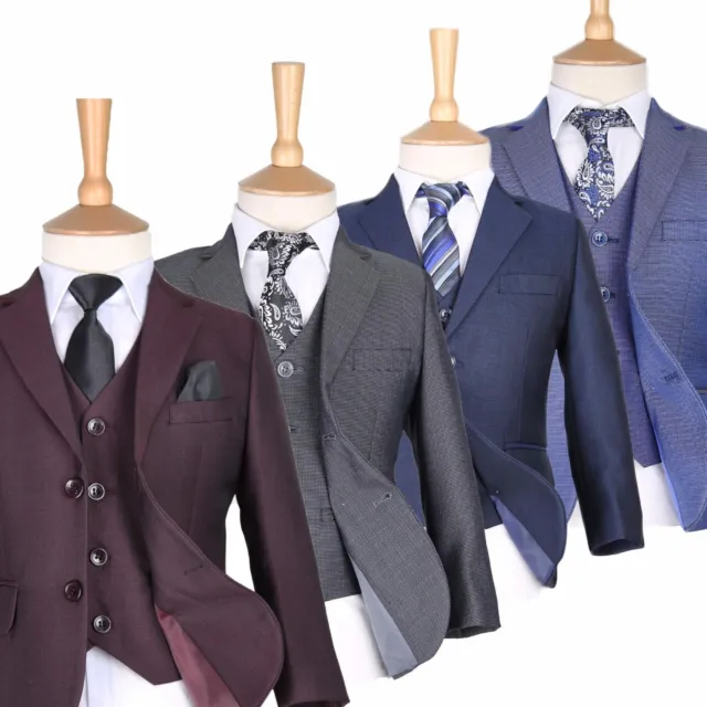 Boys Burgundy Suits Boy Blue Wedding Suit Pageboy Suits Kids Formal Grey Suits