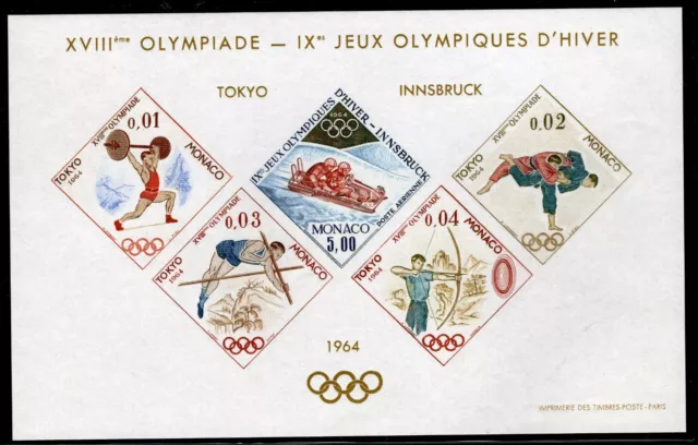 MONACO 1964 MNH Olympic in TOKYO  FULL IMPERF SHEET  RARE High CV$$$