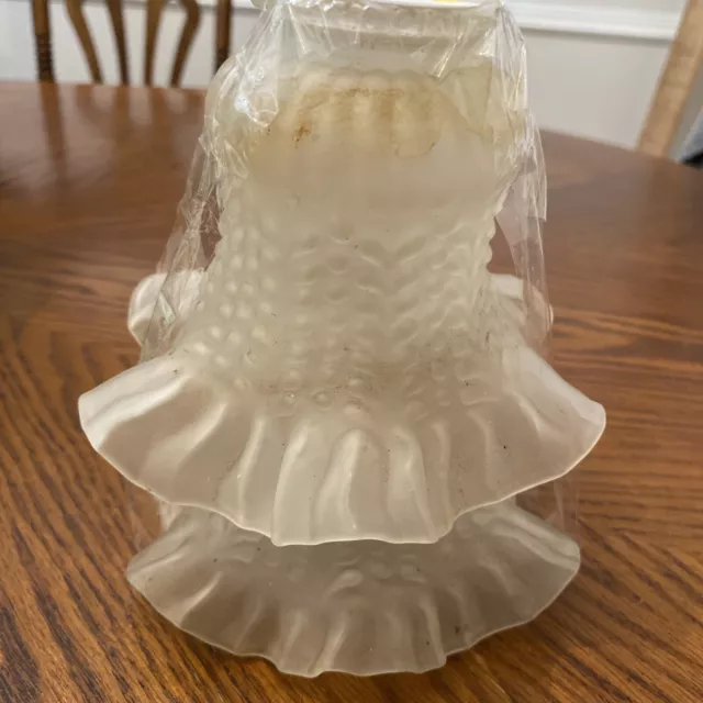 Vintage Frosted Tulip Ruffled Petticoat Glass Light Shades Lot Of 2