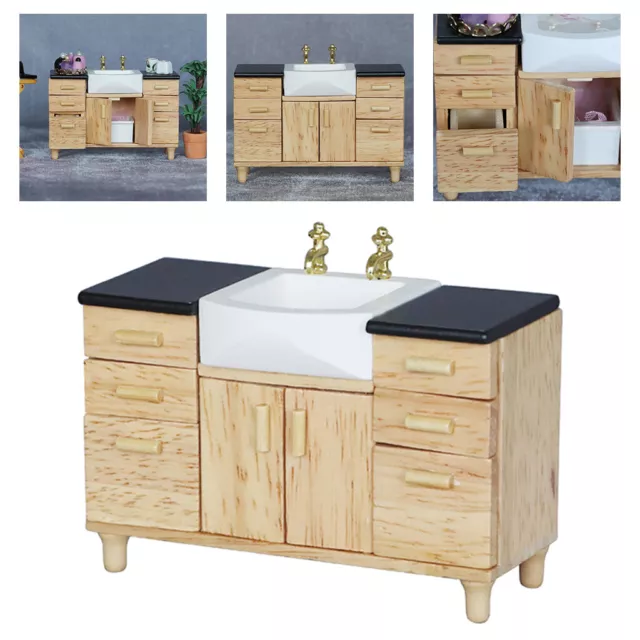 1:12 Dollhouse Furniture   Basin Sink Cabinet for Bathroom