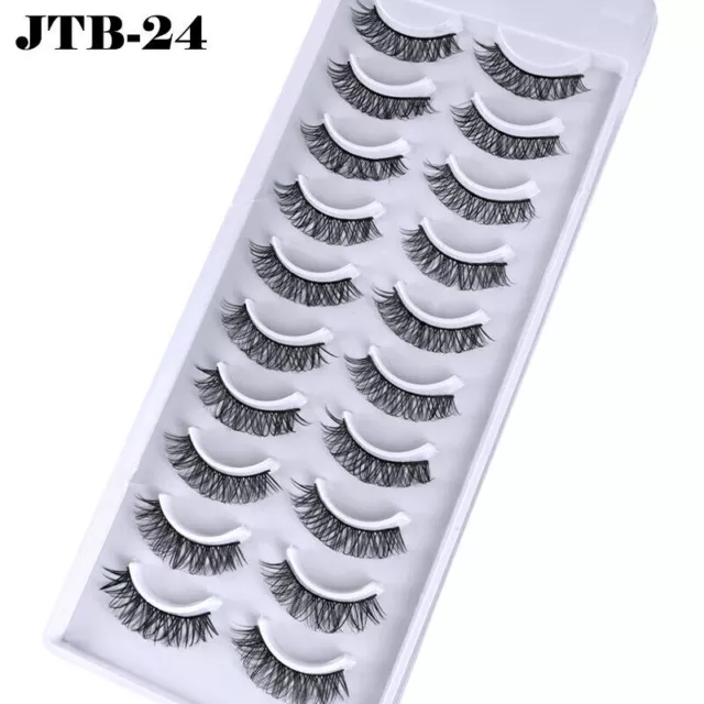 10 Pair 3D Mink False Eyelashes Long Wispy Cross Thick Soft Fake Eye Lashes