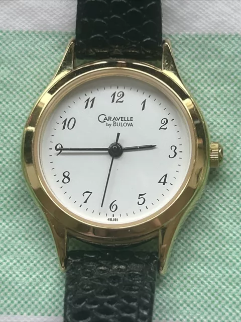Caravelle by Bulova Women’s Gold Tone Genuine Leather Band Quartz Watch