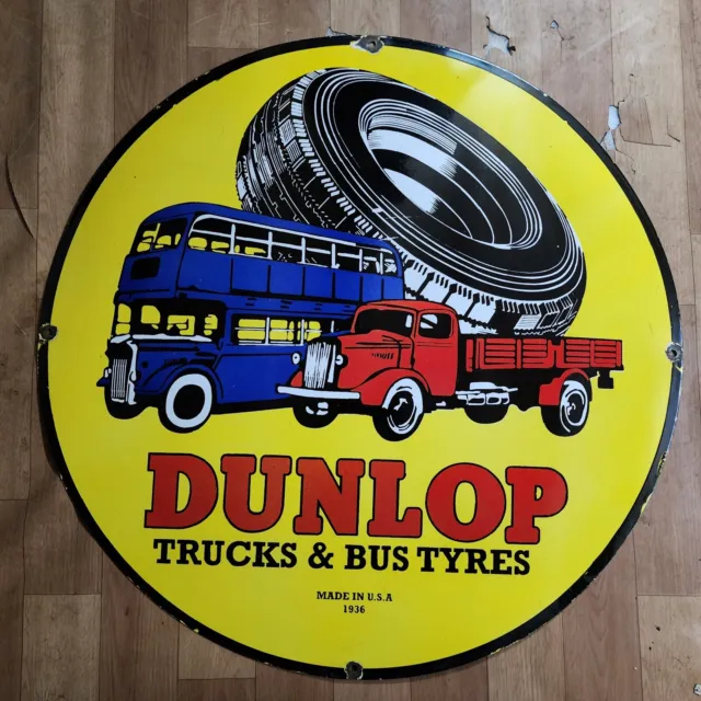Dunlop Tyres Porcelain Enamel Sign 30 Inches Round