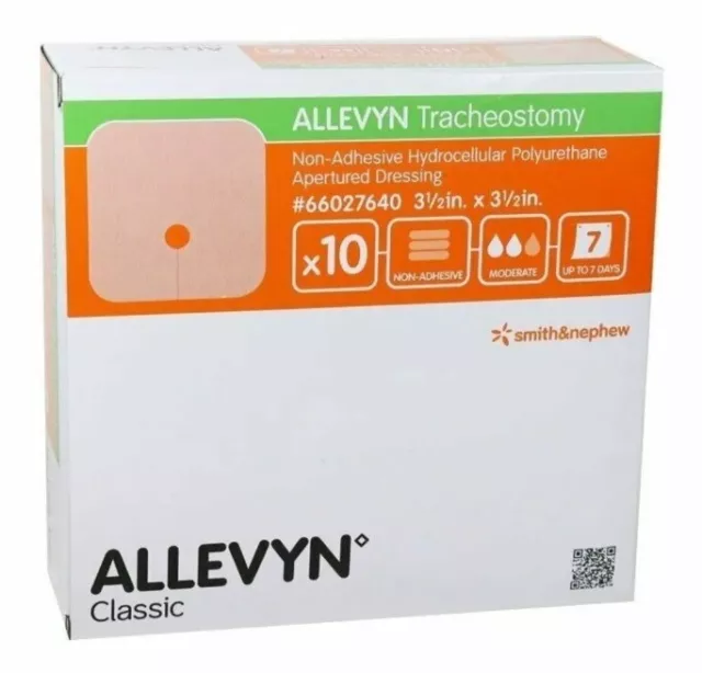 *10 piezas* Vendaje Smith & Nephew Allevyn Traqueotomía 3,5"" x 3,5"" 66027640