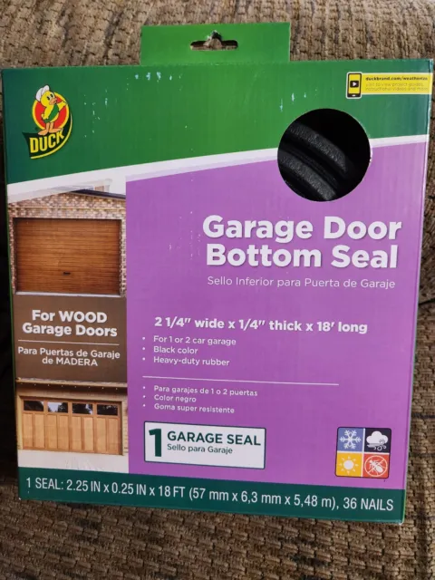 Duck Garage Door Bottom Seal for Wood Doors 2.23" x .25" x 18 ft Black Rubber