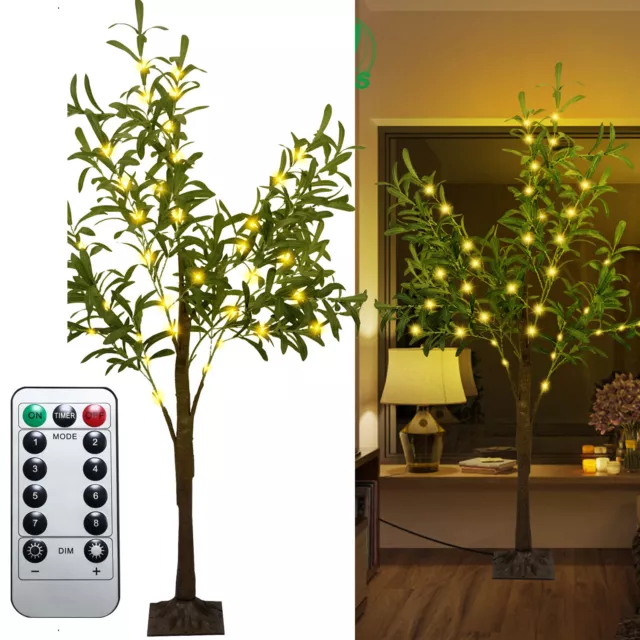 4/6FT LED Artificial Olive Tree Lights 300 LEDs Light with Remote for Home Decor