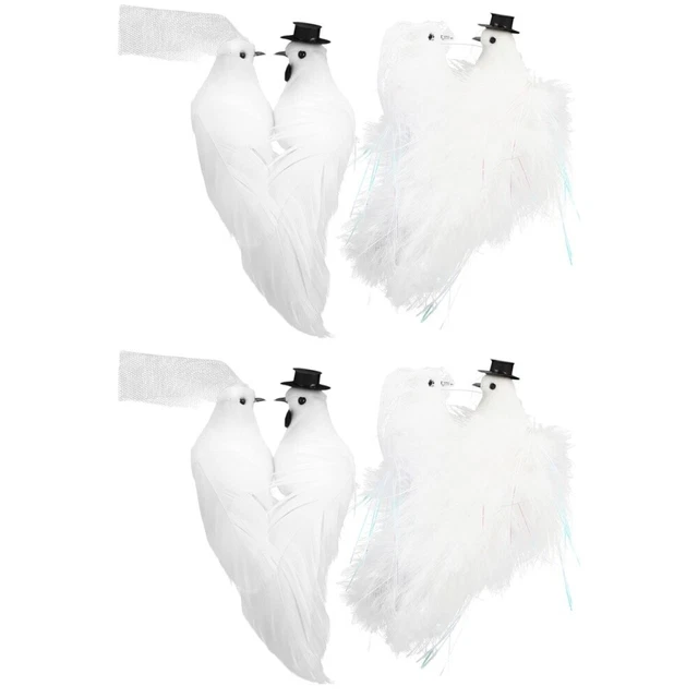 4 Paar dekorativ künstlicher Vogel Taubenschmuck für den Weihnachtsbaum