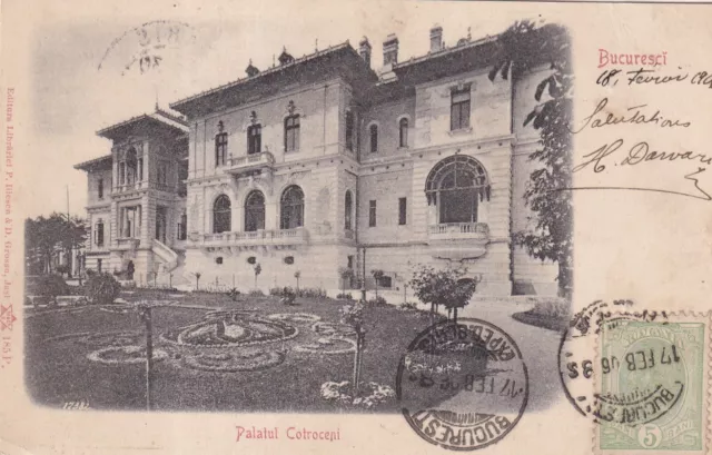 Carte postale ancienne POSTCARD ROUMANIE ROMANIA BUCARESTI palatul timbrée 1906