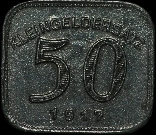 NOTGELD: 50 Pfennig 1917, Zink. Funck 307.1a. STADT LUDWIGSBURG / WÜRTTEMBERG.