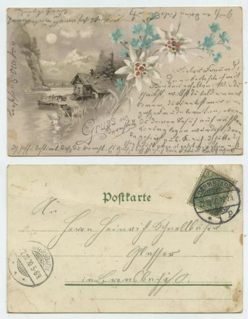 66045 - Alpine idyll - house by the lake - postcard, run Darmstadt 22.10.1900
