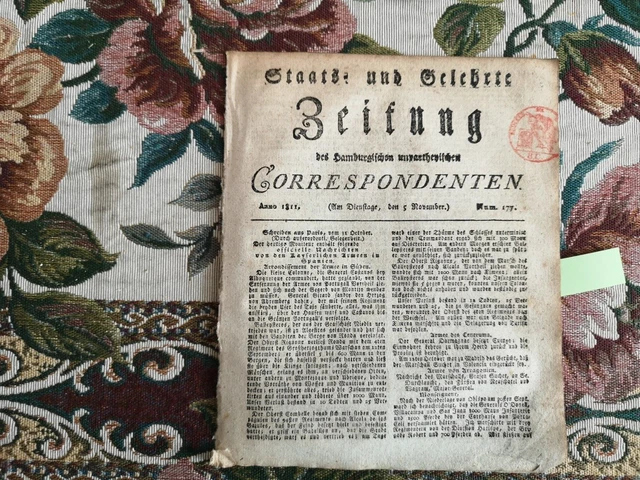 1811 Zeitung  Hamburg 177 Bodensee Lindau  Regensburg