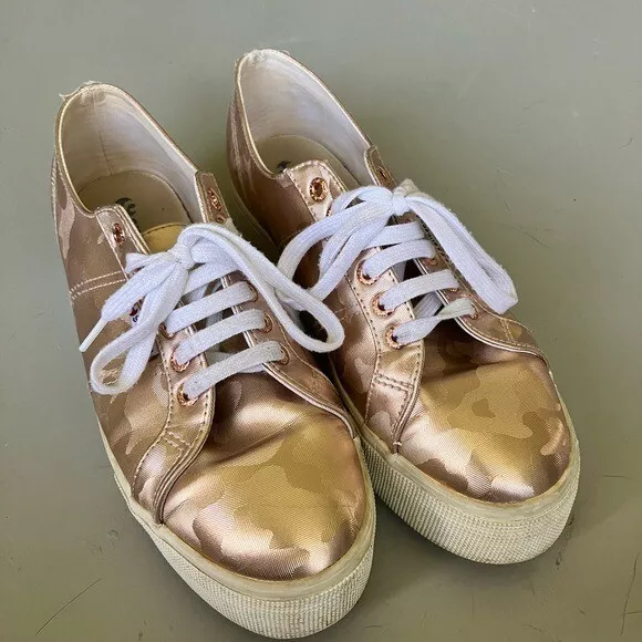 Superga Metallic Rose gold camo platform sneakers Size 10