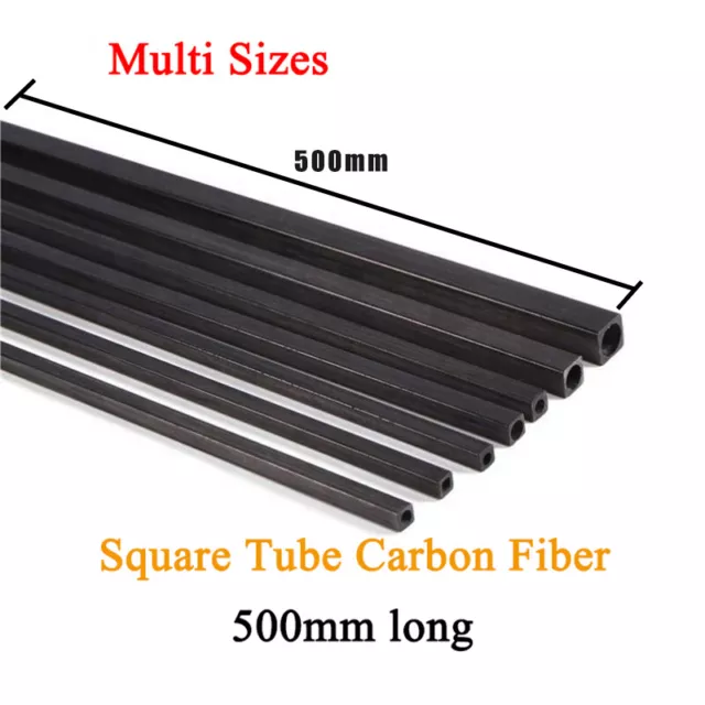 Carbon Fiber Square Tube Outer Diameter 1.7 2mm 2.5 3 4 5 6mm 8mm 10mm x 500mm