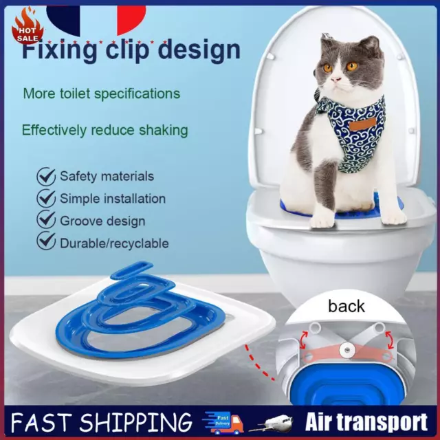 Cat Litter Box Mat Plastic Puppy Kitten WC Toilet Trainer Pet Products (Blue) FR