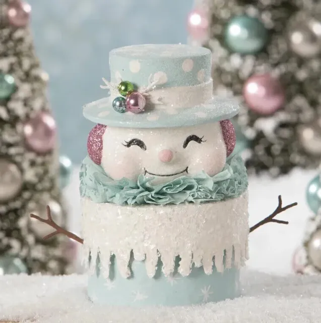 Bethany Lowe Christmas Pastel Happy Snowman Box ~  TL9420