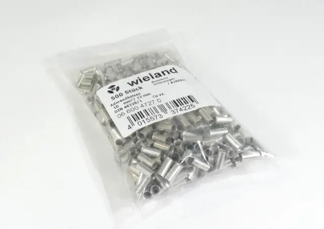 500x Wieland wire end sleeves 10mm2 / 12mm uninsulated blank | 06.600.4727.0