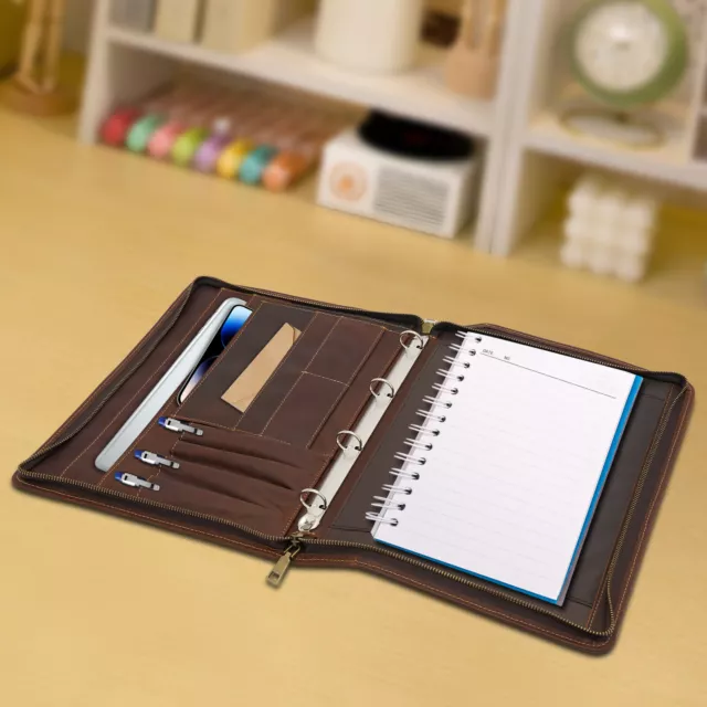 Padfolio Business Leather Portfolio Zippered Notebook Binder Organizer Office US