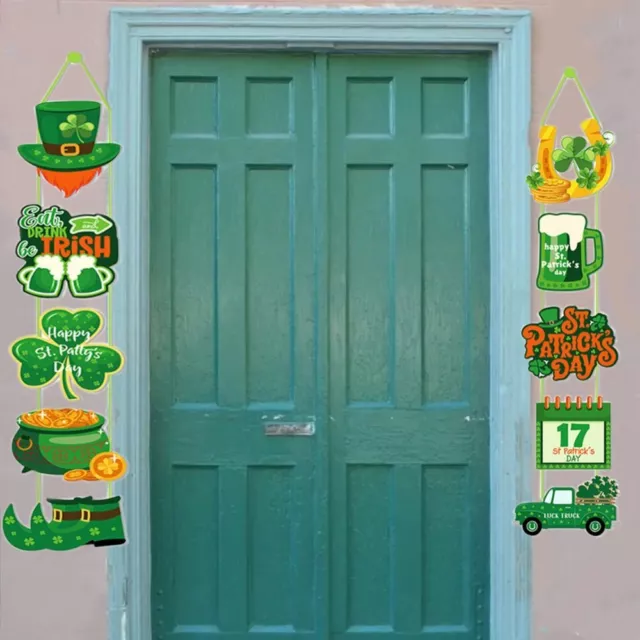 Welcome St. Patrick's Day Hanging Banner Green Shamrock Hanging Banners  Home