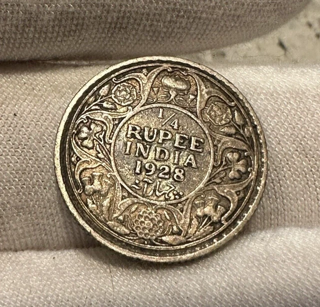 1928 India 1/4 Rupee Km-518 Silver - Combined Shipping! - B1969