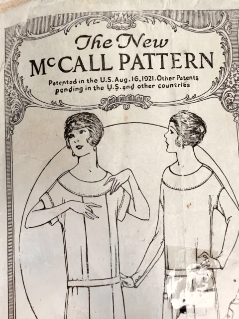 C.1921 The New McCall Pattern #3258 Complete 13 Piece Set Ladies' Slip-On Dress