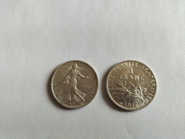 France Lot de 6 pièces de 1 Franc Semeuse en Argent 1913,1915,1916
