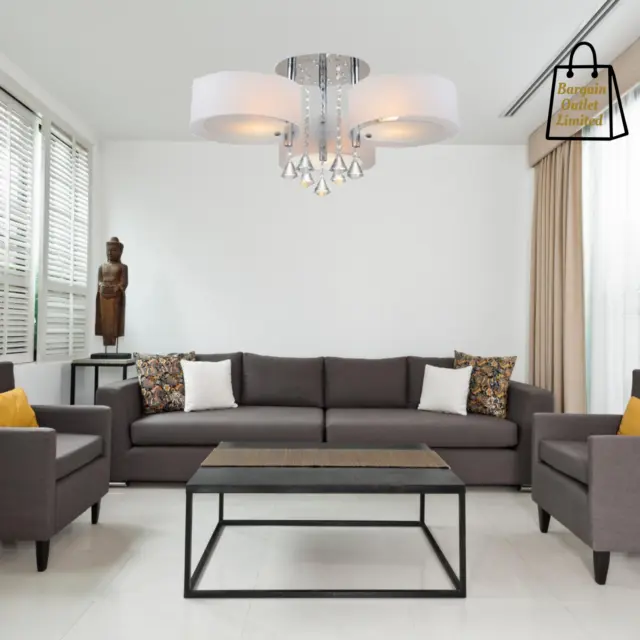 LED Kristall Decke 3 Wege Licht Kronleuchter Lampe weiß Modern Wohn/Schlafzimmer G