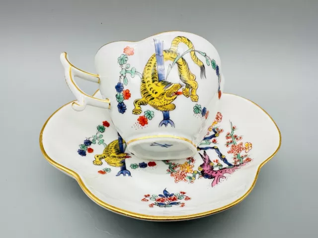 Selten Meissen Kakiemon Porzellan Mokkatasse+UT vierblättrige Kleeform 1. Wahl