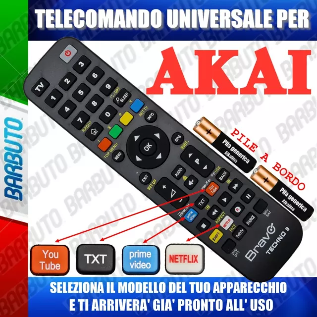 Telecomando Universale Akai" Clicca Sul Tuo Modello E Lo Riceverai Gia Pronto