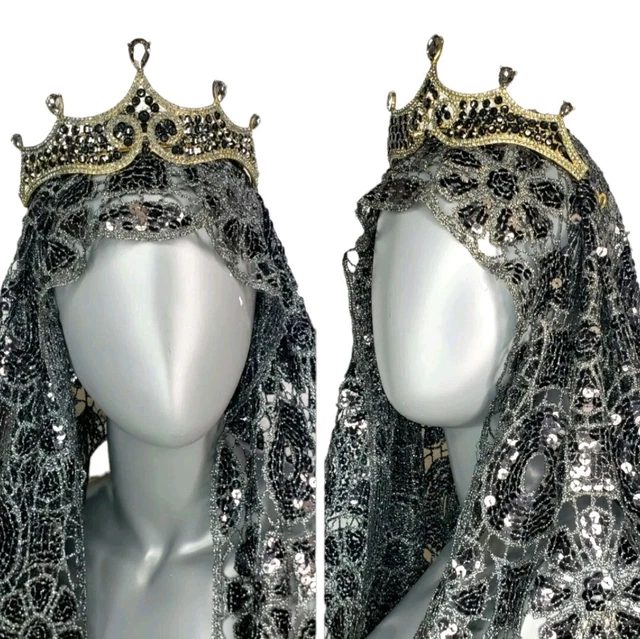 Crown Tiara Dark Gems Golden Witch Skull Rhinestones Festival CROWN ONLY