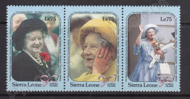 Sierra Leone Set Francobolli 1990 Regina Madre 90° Compleanno Sg 1496-1495