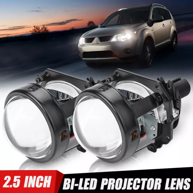 2X 2.5'' Bi LED Projector Lens 100W 20000LM Headlight Retrofit Universal H4 H7